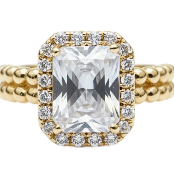 Jewelry - Emerald Cut CZ Engagement Style Ring 18K Gold Filled | Size 6